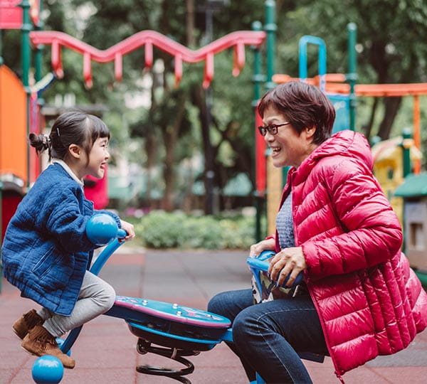 Grandma and child playing together