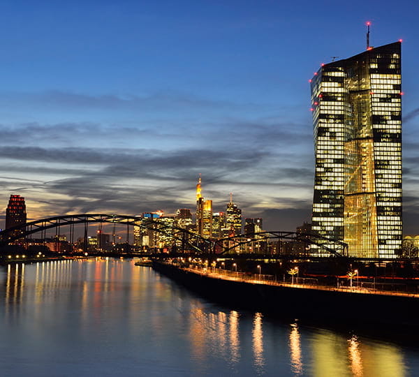 Euro Central Bank night skyline