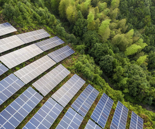 Solar panels on mountain side